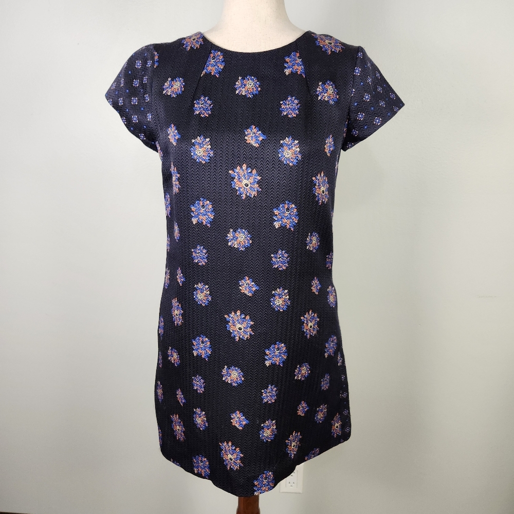 Club Monaco Multicolor Floral Print Silk Blend Cap Sleeve Shift Dress (2) #640‎